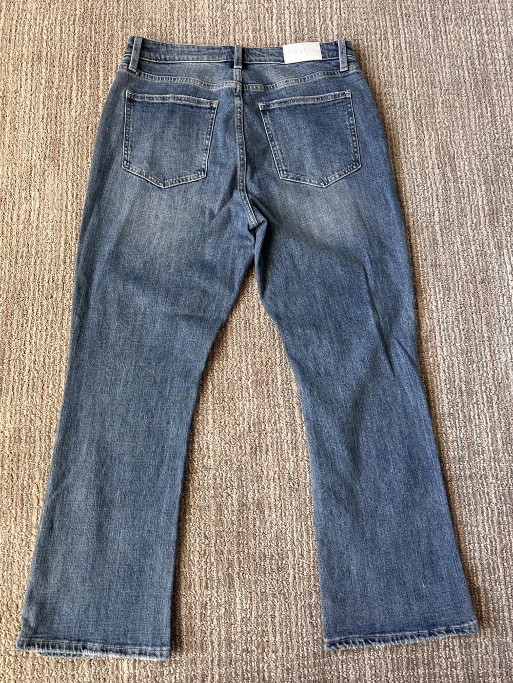 Pistola Size 30 Distressed Crop Flare Jeans High Rise Raw Hem Blue Denim - Picture 9 of 10